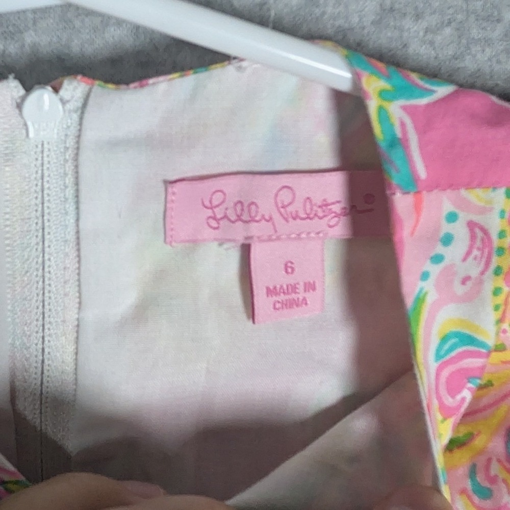 Lilly Pulitzer Girls Pink Paisley Floral Shift Dress Size 6 Sleeveless Preppy - Picture 6 of 8